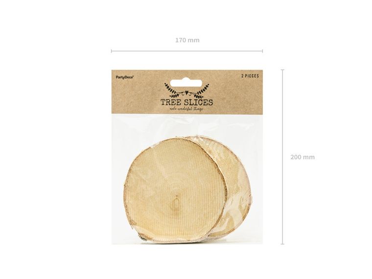 PartyDeco, podstawki drewniane, średnica 10-12 cm,