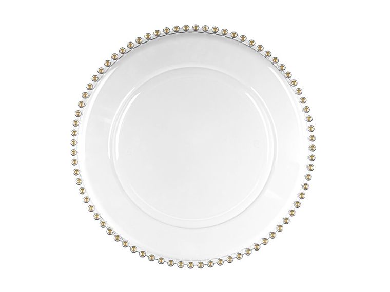 PartyDeco, podtalerz z perłami, transparentny, 32 cm