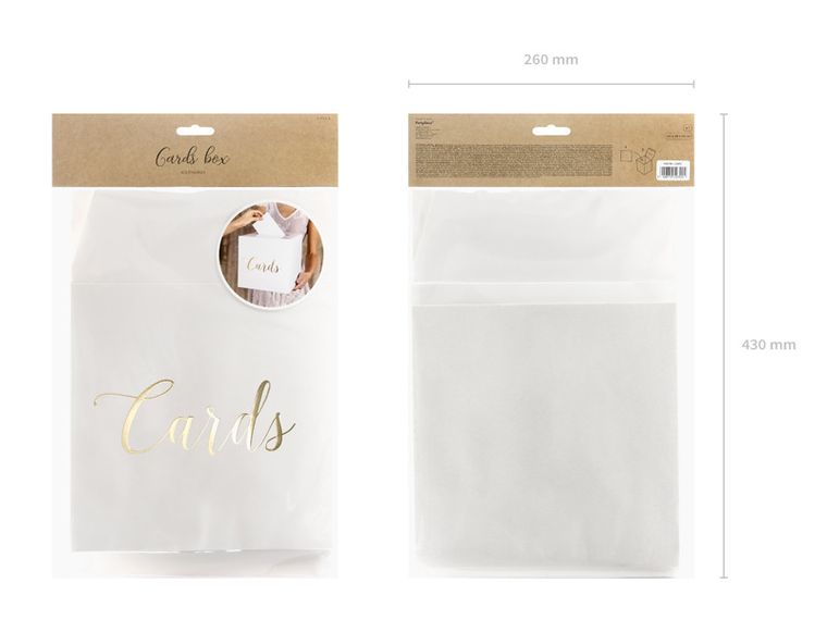 PartyDeco, pudełko na koperty, Cards, złoty, 24-24-24 cm