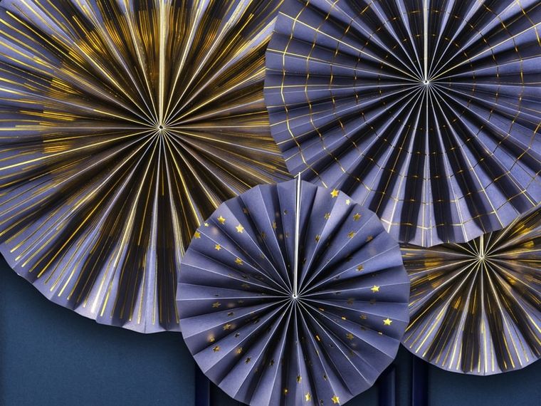 PartyDeco, rozety dekoracyjne, granatowy, 4 szt.