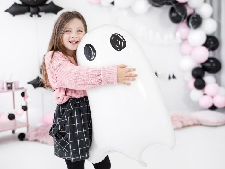 PartyDeco, Różowe Halloween, balon foliowy, duch, 48-68 cm