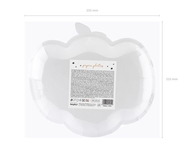 PartyDeco, Różowe Halloween, talerzyki papierowe, dynia, różowe, 25-22 cm, 6 szt.