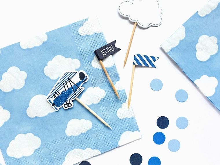 PartyDeco, Samolocik, serwetki papierowe, 33 cm, 20 szt.