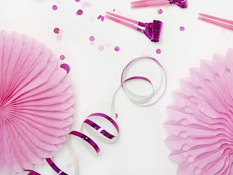 PartyDeco, serpentyna holograficzna, różowa, 18 rolek