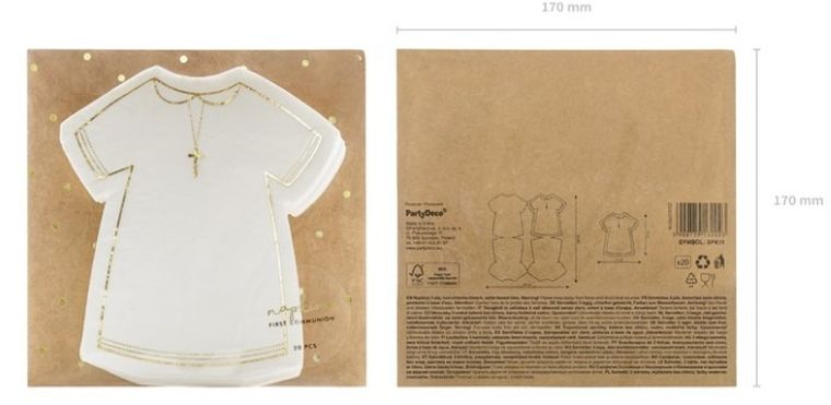 Partydeco, serwetki, alba komunijna, 14-16 cm, 20 szt.