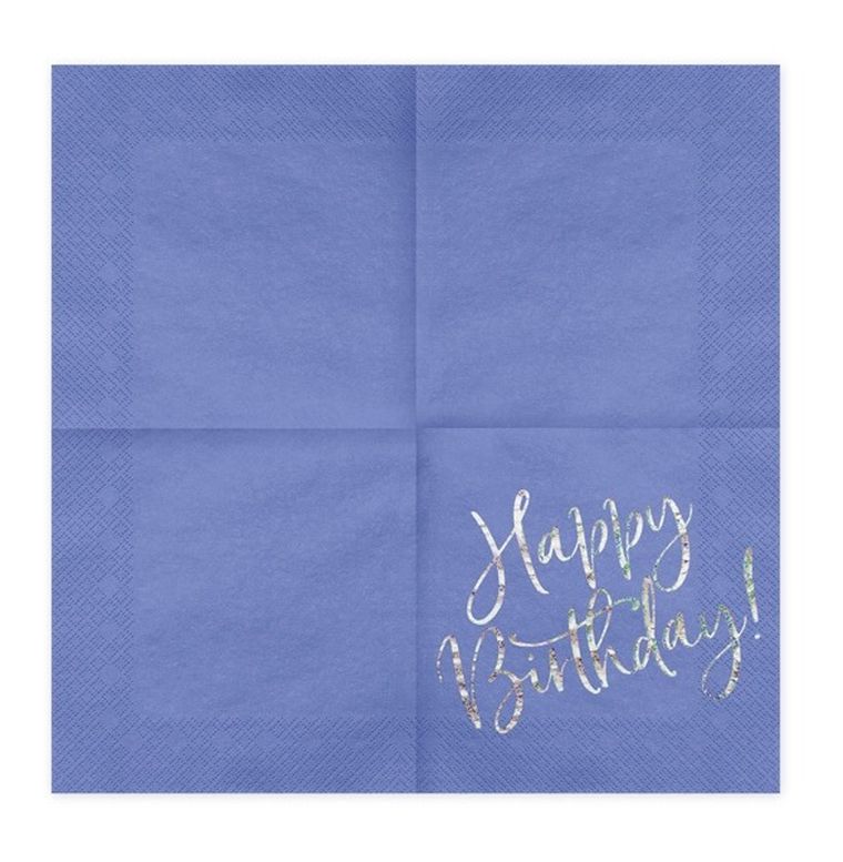 Partydeco, serwetki, Happy Birthday, granatowy, 33-33 cm