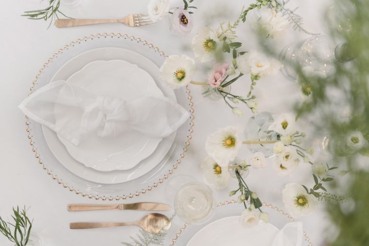 PartyDeco, serwetki materiałowe, białe, 40-40 cm, 4 szt.