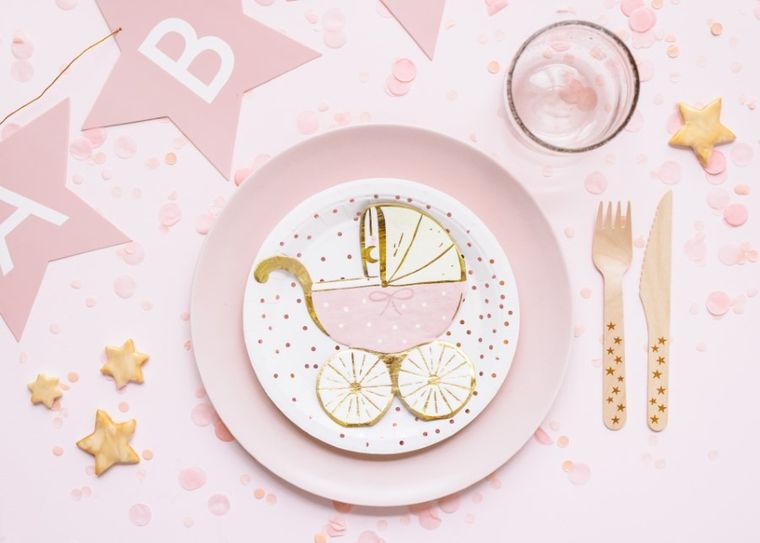 PartyDeco, serwetki, wózek, jasny róż, 14-15 cm, 20 szt.