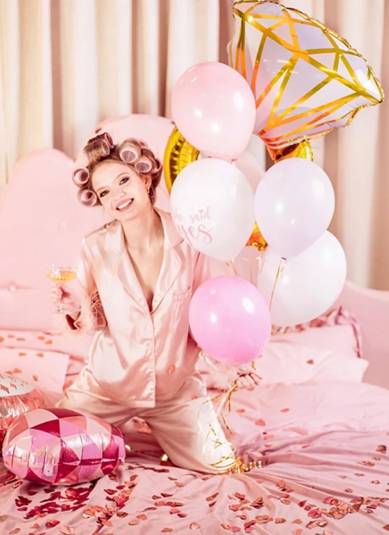 PartyDeco, She said yes, zestaw balonów lateksowych, pierścionek, 6 szt.