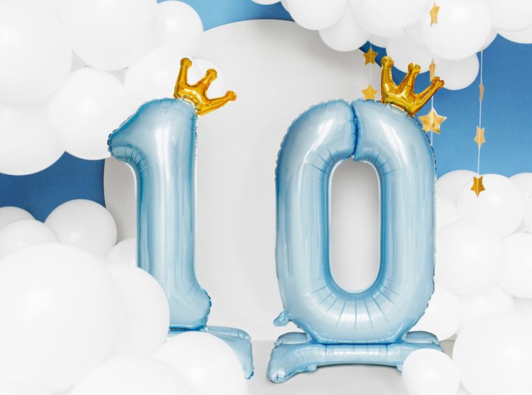 PartyDeco, stojący balon foliowy, cyfra " 1 ", 84 cm, błękit, 1 szt.