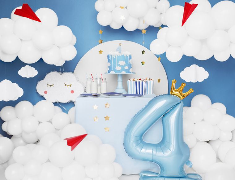 PartyDeco, stojący balon foliowy, cyfra "4", 84 cm, błękit, 1 szt.