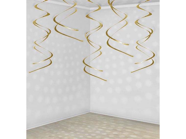 PartyDeco, świderki wiszące, złote, 5 szt.