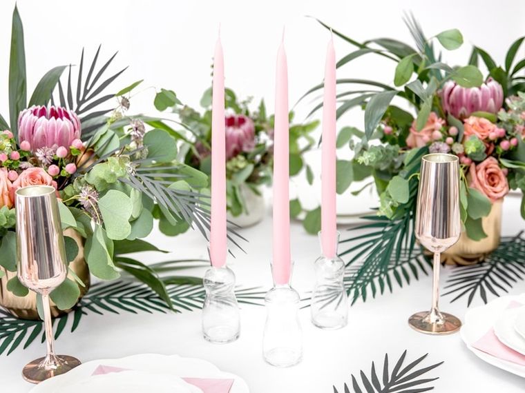 PartyDeco, świeca stożkowa matowa, jasny różowy, 24 cm, 10 szt.