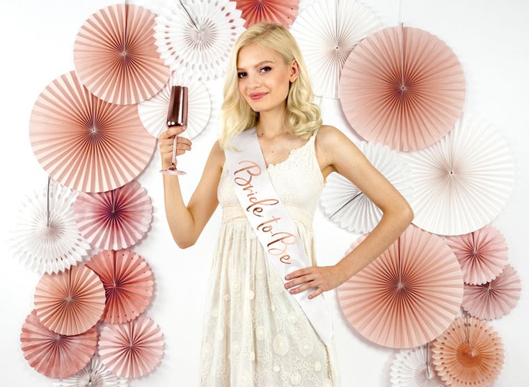 PartyDeco, szarfa, Bride to be, biały, 75 cm