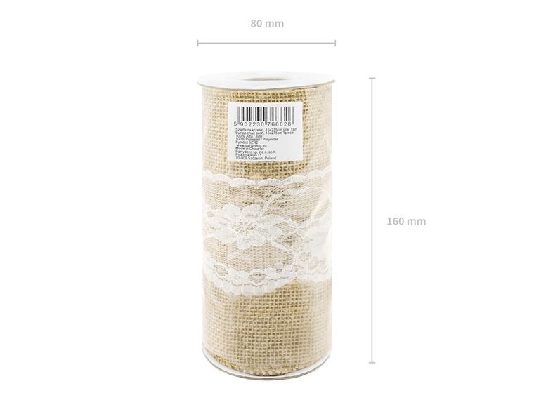 PartyDeco, szarfa na krzesło, juta, 0,15-2,75 m