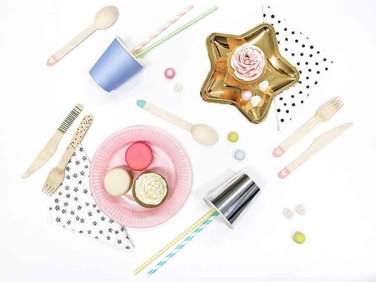 PartyDeco, sztućce drewniane, classic, czarne, 16 cm, 18 szt.