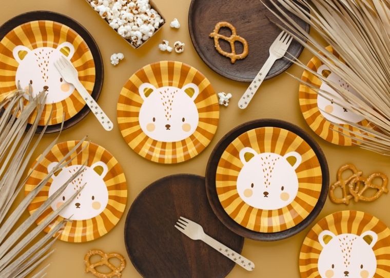 PartyDeco, talerzyki, lew, 18 cm, 6 szt.