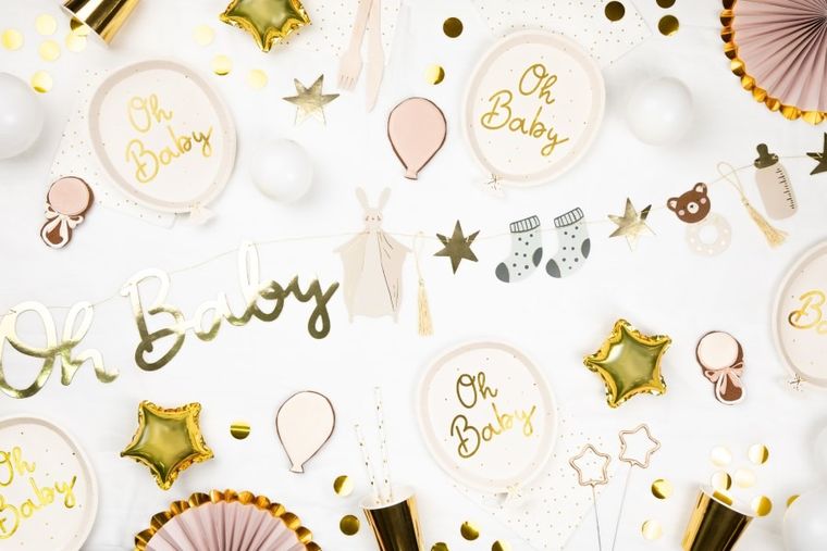 PartyDeco, talerzyki, oh baby, 17,5-22 cm, 6 szt.