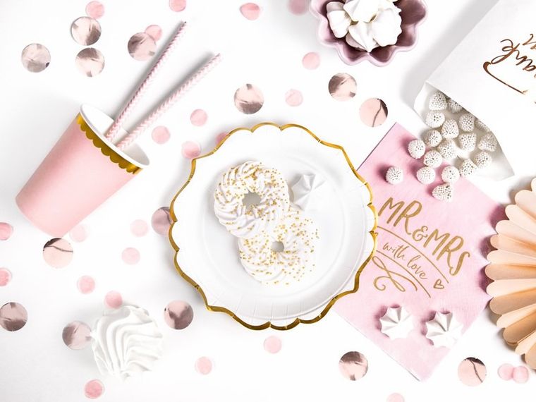 PartyDeco, talerzyki papierowe, biały, 18,5 cm, 6 szt.