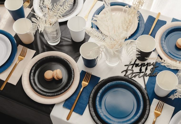 PartyDeco, talerzyki papierowe, czarny, 23 cm, 6 szt.