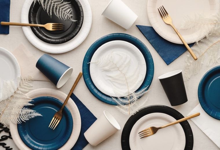 PartyDeco, talerzyki papierowe, granatowy, 23 cm, 6 szt.