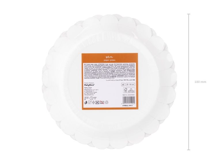 PartyDeco, talerzyki, Słoneczko, 18 cm, 6 szt.