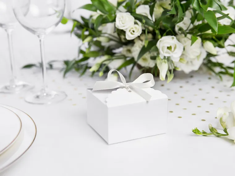 PartyDeco, tasiemka ozdobna satynowa, biała, 12 mm, 25 m