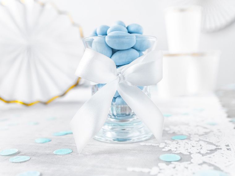 PartyDeco, tasiemka ozdobna satynowa, biała, 25 mm, 25 m