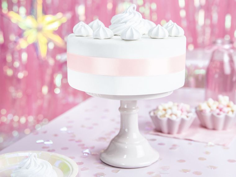 PartyDeco, tasiemka ozdobna satynowa, jasny pudrowy róż, 25 mm, 25 m