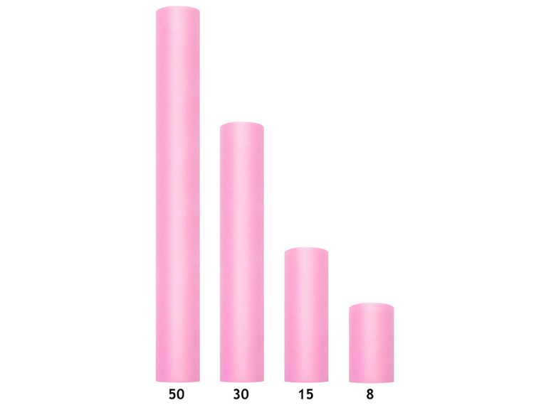 PartyDeco, tiul do dekoracji gładki, różowy jasny, 0,15-9 m