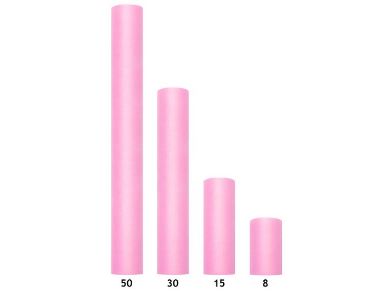 PartyDeco, tiul do dekoracji gładki, różowy jasny, 0,30-9 m