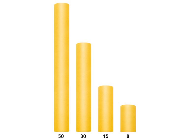 PartyDeco, tiul do dekoracji gładki, żółty, 0,15-9 m