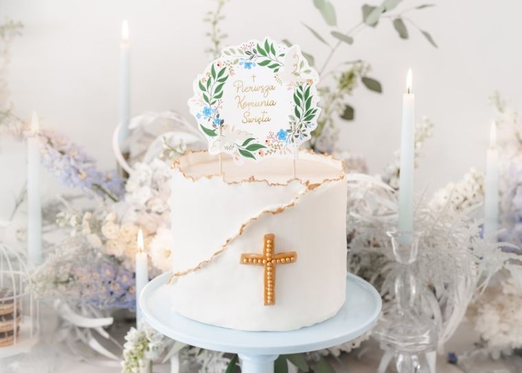 PartyDeco, topper na tort, Komunia Święta, 16.7-20 cm