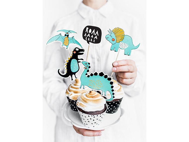 PartyDeco, toppery Dinozaury, 10,5-20 cm, 5 szt.