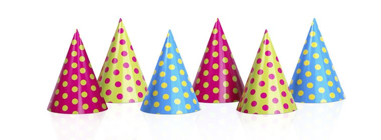 PartyDeco, urodzinowe czapeczki, kropki, mix, 6 szt.