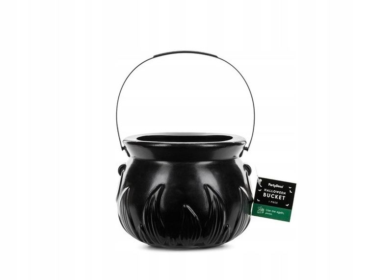 PartyDeco, wiaderko kociołek, czarny, 18-13,5 cm