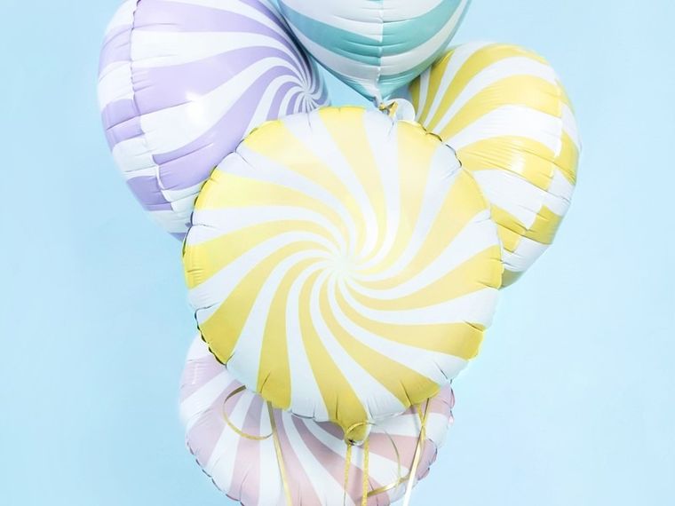 PartyDeco, Yummy, balon foliowy, cukierek, 45 cm, jasno-żółty