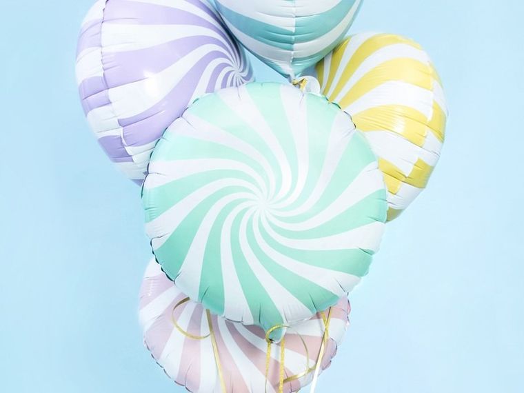 PartyDeco, Yummy, balon foliowy, cukierek, 45 cm, miętowy