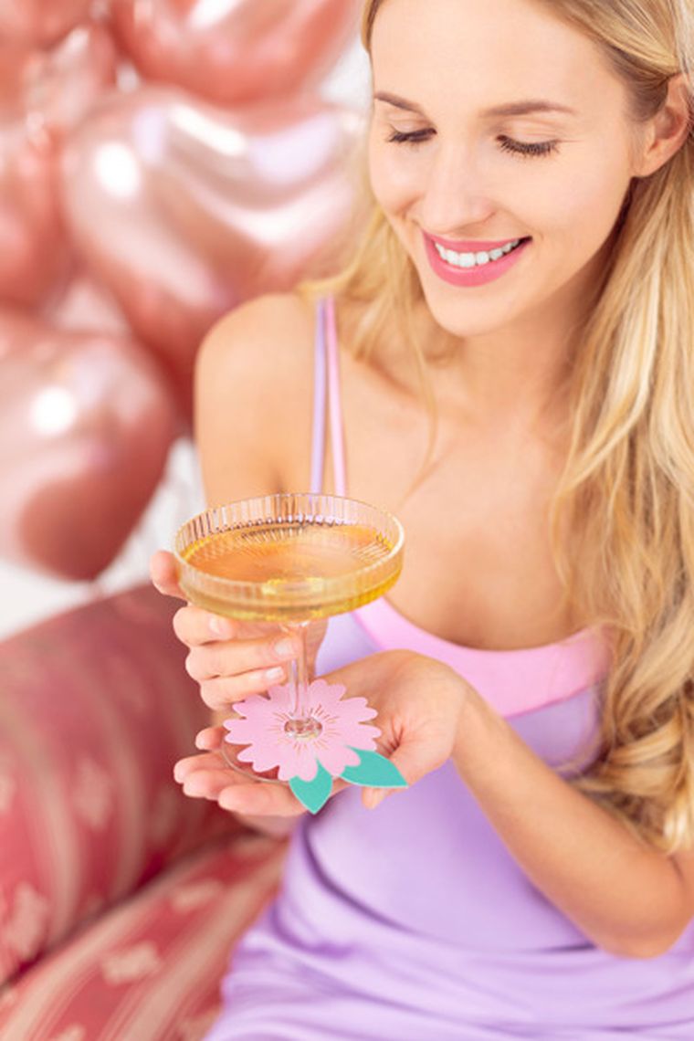 PartyDeco, znaczniki na kieliszki Kwiaty, mix, 5.5-9.5-5.7-10 cm, 10 szt.