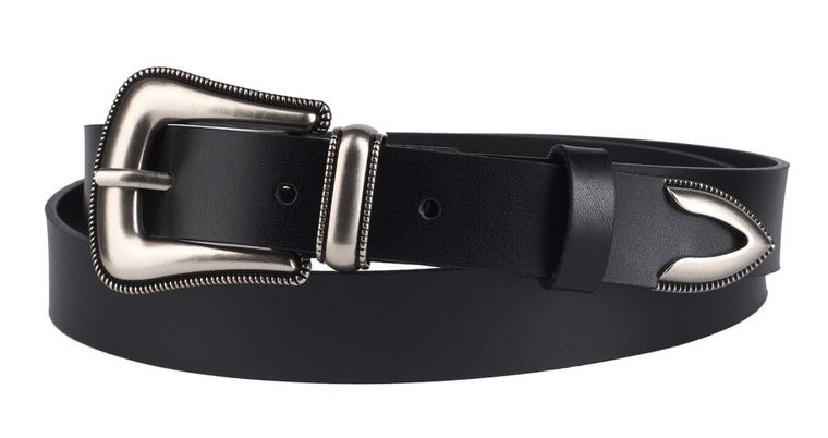 Pasek damski, czarny, skórzany, Peterson