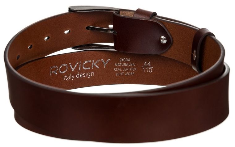 Pasek męski, brązowy, skórzany, Rovicky