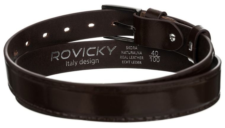 Pasek męski, brązowy, skórzany, Rovicky