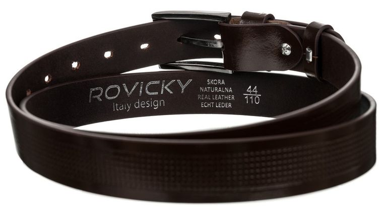 Pasek męski, brązowy, skórzany, Rovicky