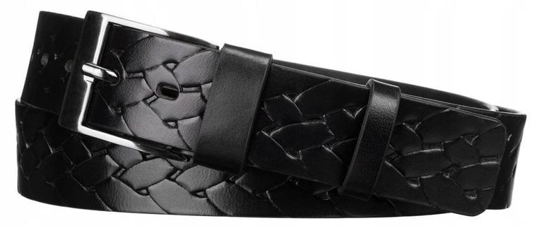 Pasek męski, czarny, skórzany, Peterson