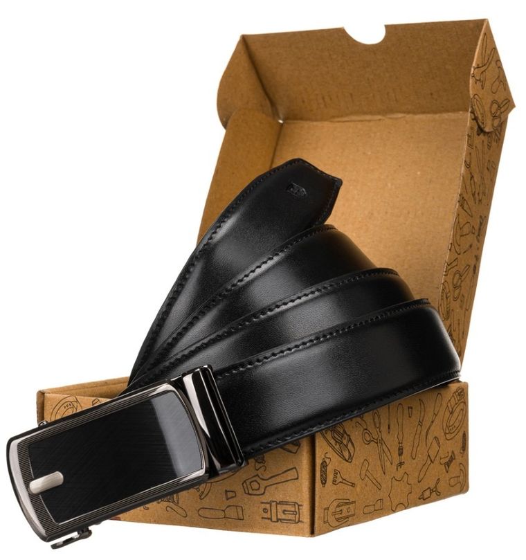 Pasek męski, czarny, skórzany, Peterson