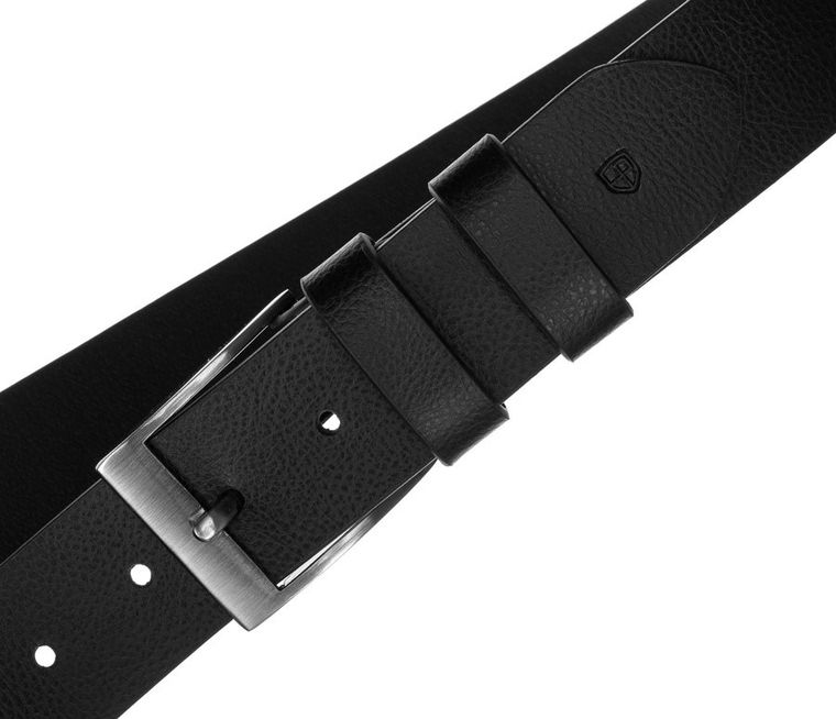 Pasek męski, czarny, skórzany, Peterson