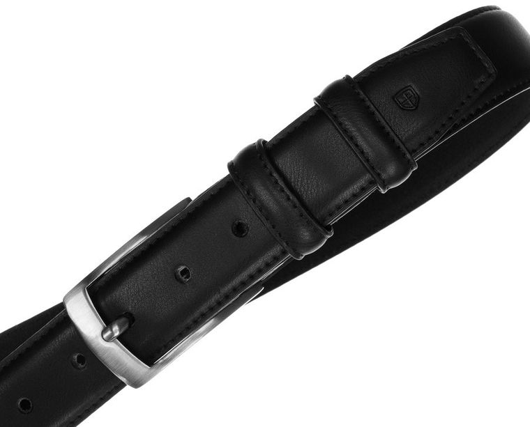 Pasek męski, czarny, skórzany, Peterson