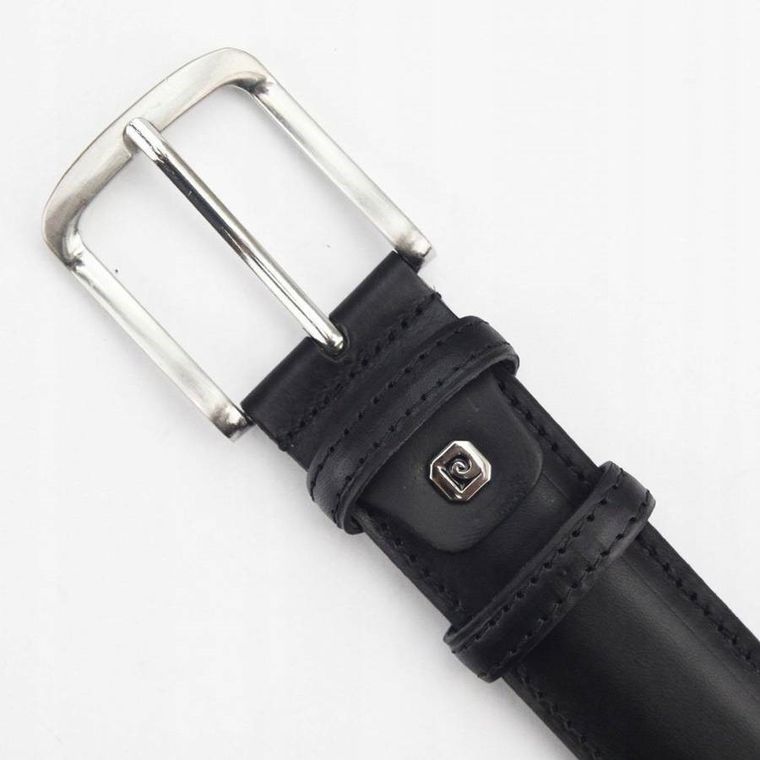 Pasek męski, czarny, skórzany, Pierre Cardin