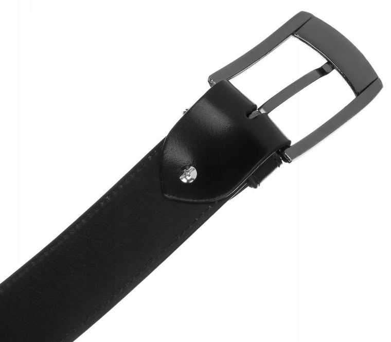 Pasek męski, czarny, skórzany, Rovicky