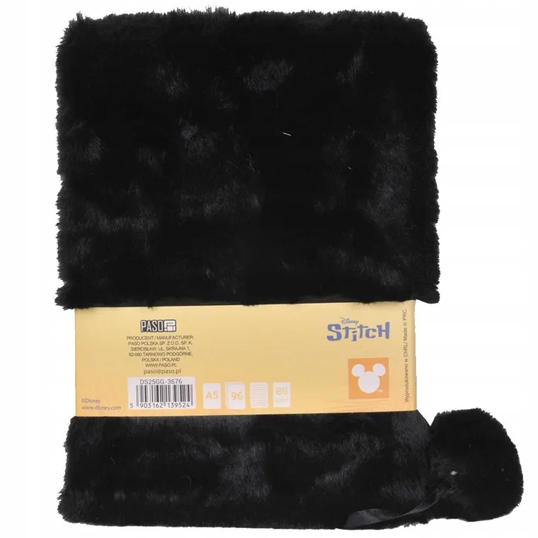 Paso, Lilo i Stitch, pamiętnik z kłódką, pluszowy, A5, 96 kartek, linia, czarny, Sky Blue